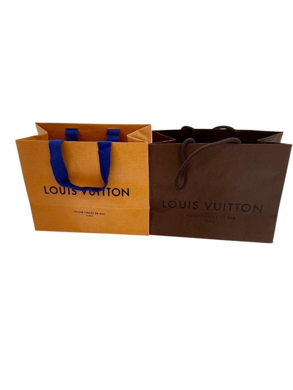 Authentic Louis Vuitton Boutique Shopping Bags Set of 2 Orange Brown Gift Bags - Picture 3 of 16